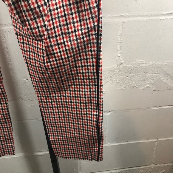 Banana Republic Sloan Red Black Houndstooth Plaid Ankle WOMEN'S Pants Size 6S - Picture 6 of 9